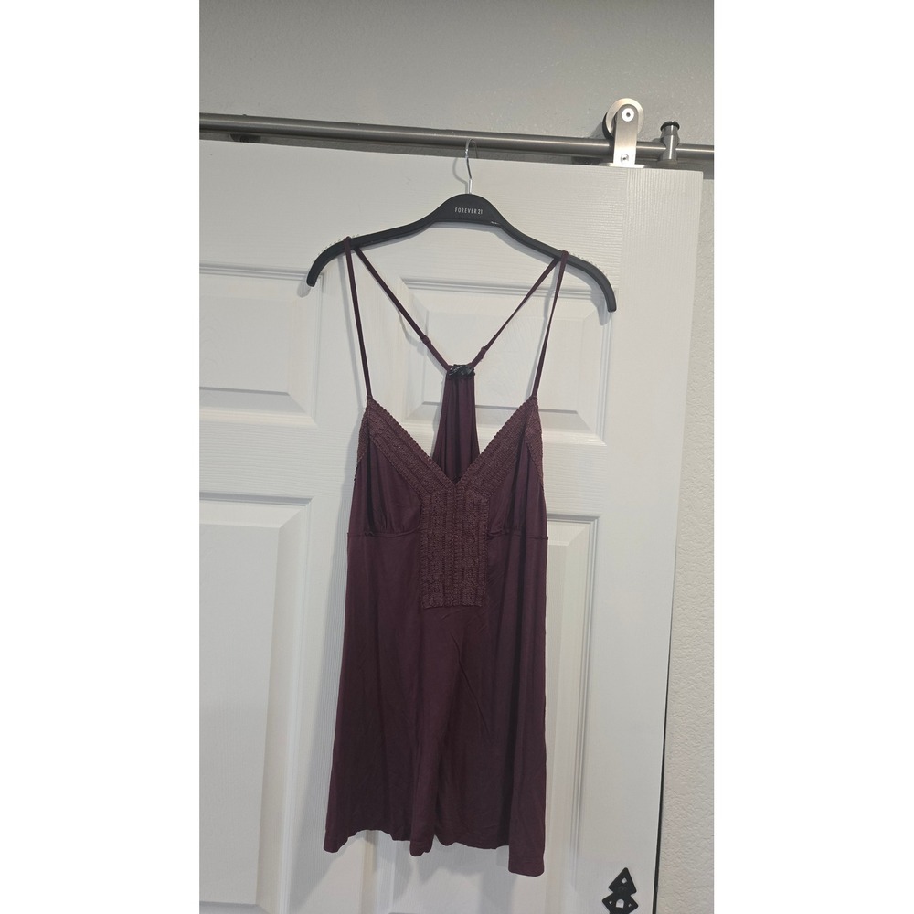 POL Burgundy Lace Trim Cami Tank Top Women's Size S Adjustable Straps‎